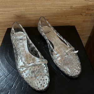 - Stuart Weitzman clear jelly ballet flats.   Crystal embellished.